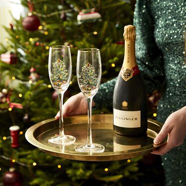 Christmas Tree Set of 4 Champagne Flutes